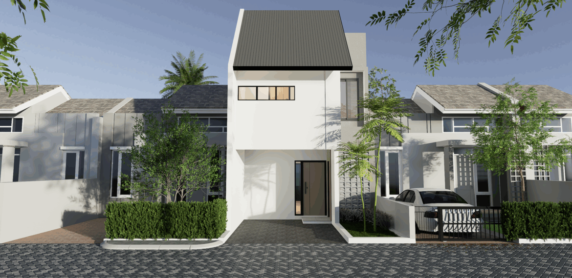 rumah compact dua lantai dengan konsep terbuka